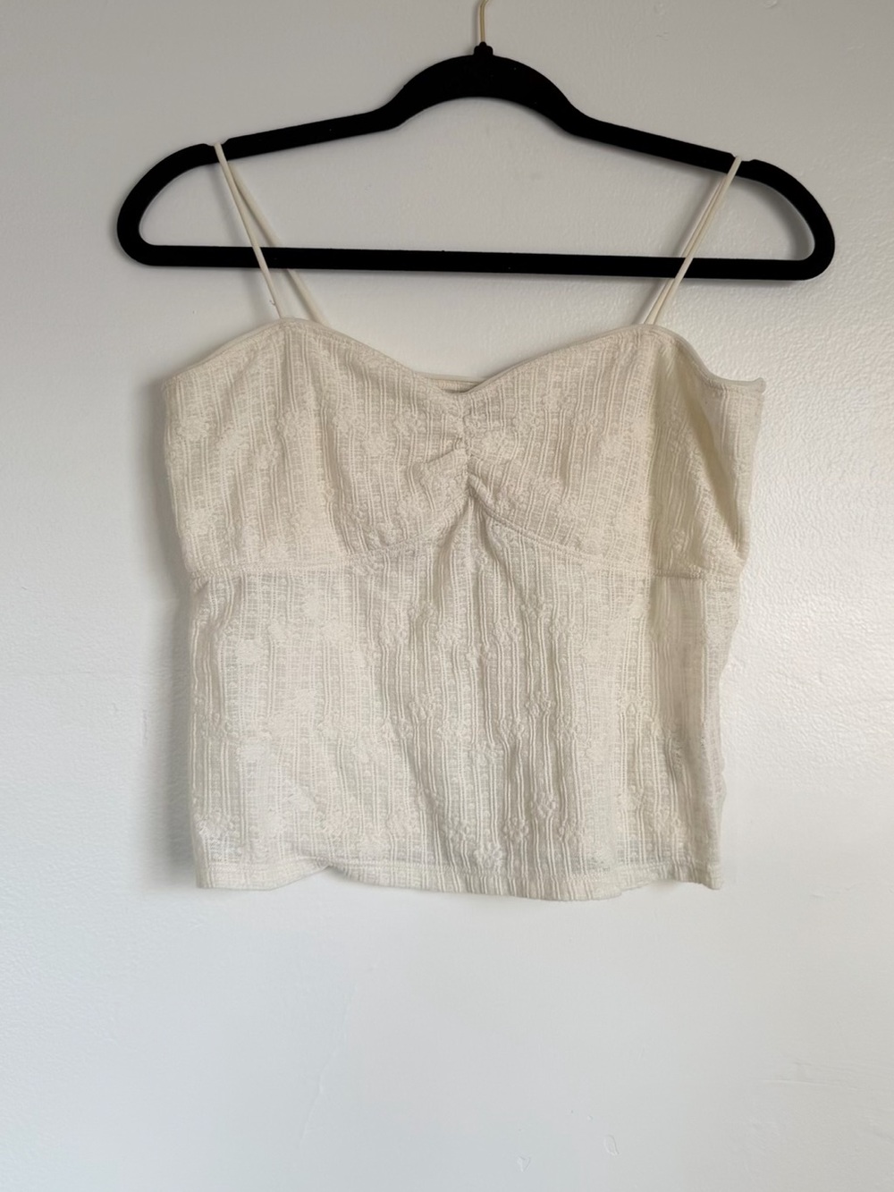 Women's Cream Textured Spaghetti Strap Cami Top